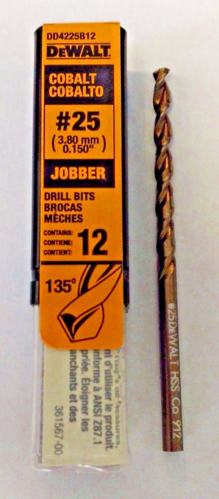 DeWalt DD4225B12 #25 Cobalt Jobber Drill Bits 12 Germany