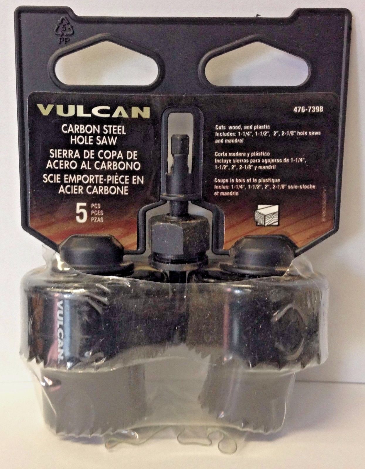 Vulcan 988091OR 5 Piece Hole Saw Set 1-1/4", 1-1/2", 2", 2-1/8" & Mandrel