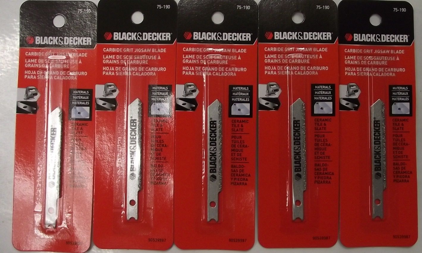 Black & Decker 75-190 2-7/8" Length Carbide Grit Jig Saw Blade 1/4" Shank 5pcs.