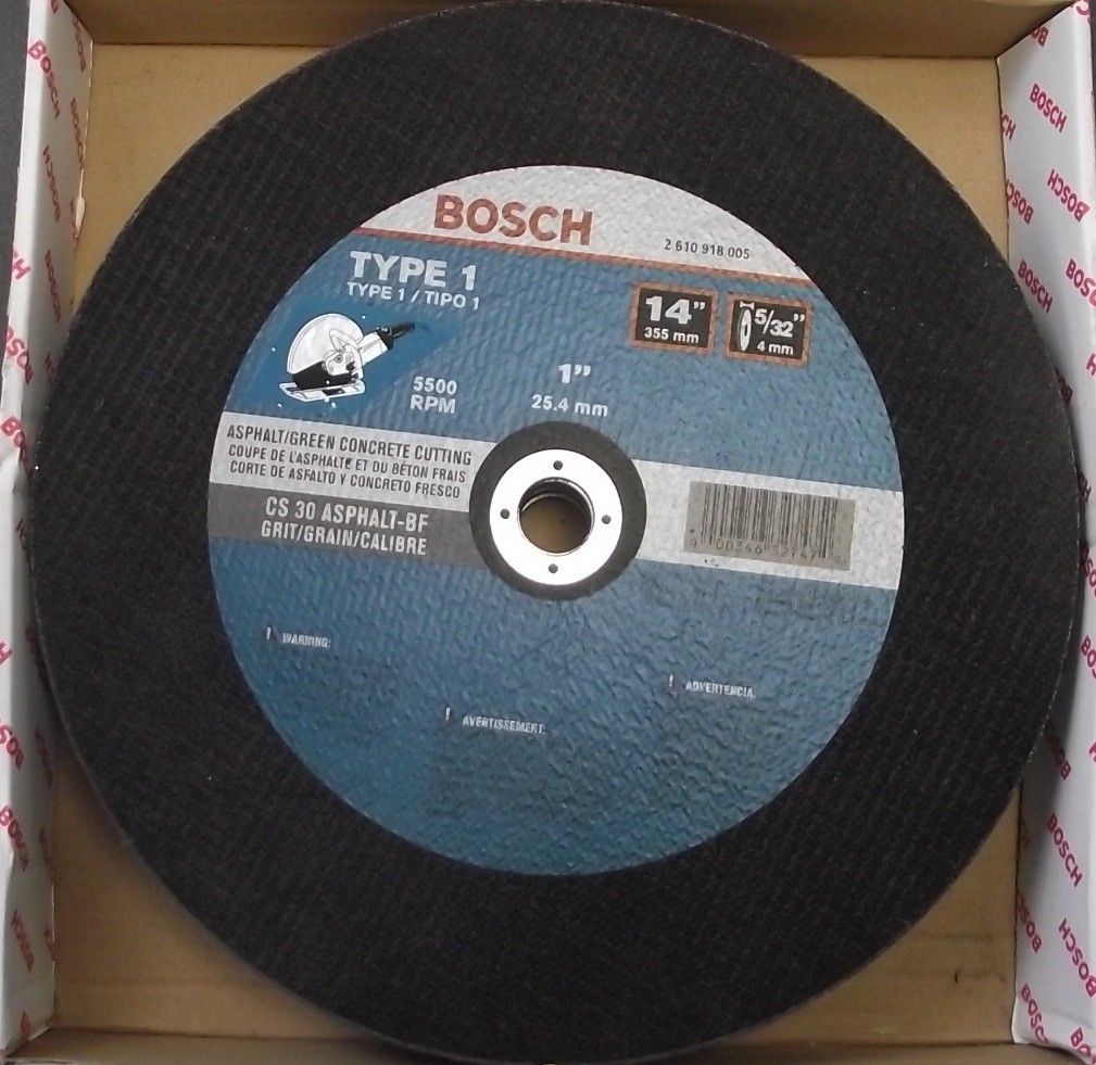 Bosch 2610918005 14" x 5/32" x 1" Arbor Green Asphalt Cutting Wheel 10pcs German