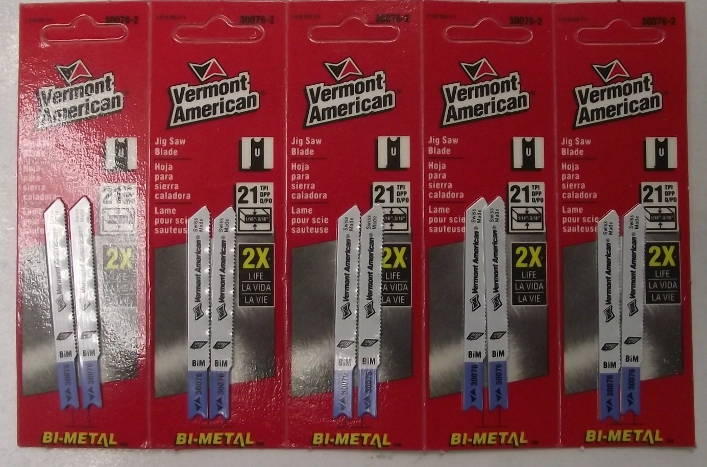 Vermont American 30076-2 2-3/4" x 21 TPI Thin Metal Jig Saw Blades 5 Packs of 2