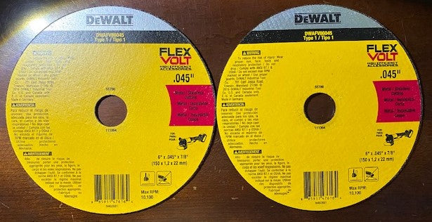 DEWALT FLEXVOLT DWAFV86045 6" x .045 x 7/8" Cutting Wheel 2pcs. Germany