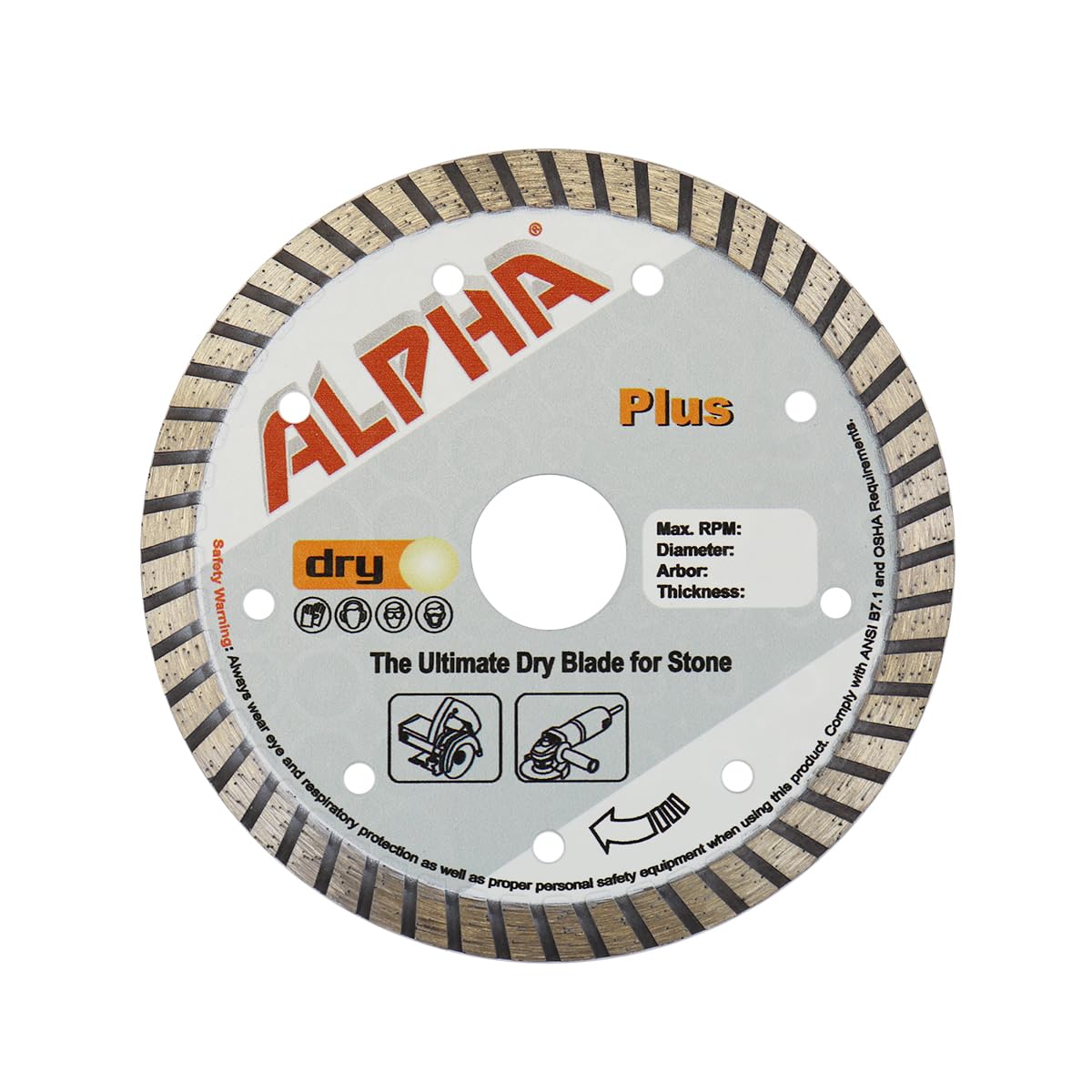 Alpha DA05A Plus 4-1/2" Dry Cutting Diamond Blade Japan