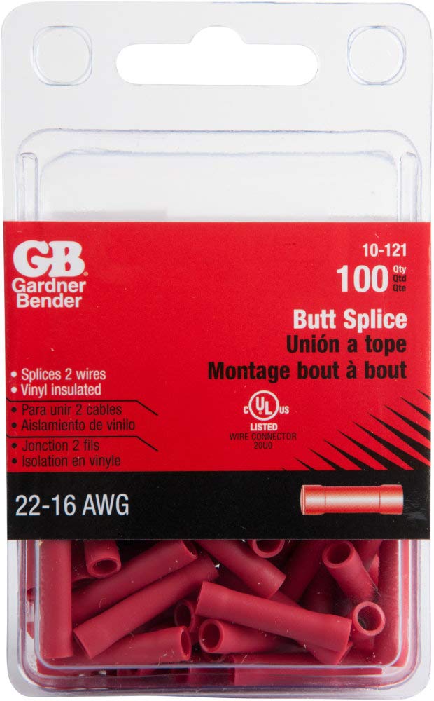Gardner Bender 22-16 AWG Red Splice Butt 100-Count 10-121
