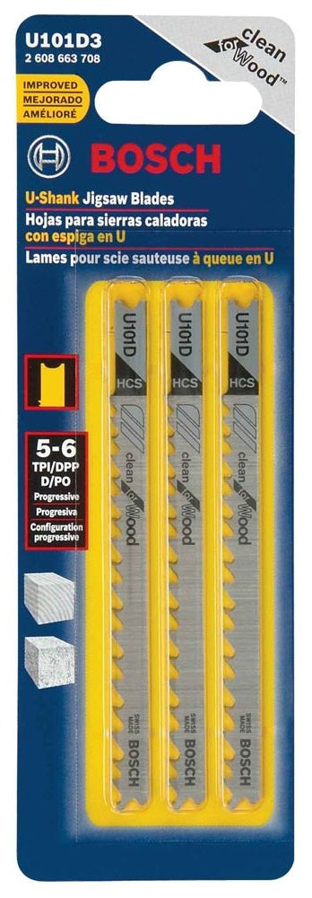 Bosch U101D3 U-Shank Jigsaw Blades 3pcs.