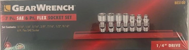 GearWrench 80310D 7 Piece 1/4-Inch Drive 6 Point Flex SAE Socket Set