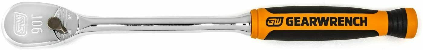 GEARWRENCH 81029T 1/4" Drive 90 Tooth *' Long Handle Cushioned Teardrop Ratchet
