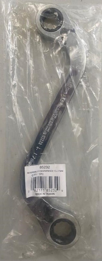 GearWrench 85232 12 Pt 15 x 17mm Reversible S-Shape Double Box Ratcheting Wrench