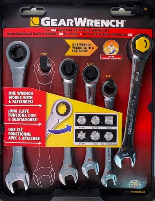 gear wrench sets GearWrench 85590 Ratcheting SAE Wrench Set 3/8" 7/16" 1/2" 9/16" 5/8"