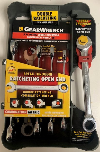 GearWrench 85595 5 Piece Metric Double Ratcheting Combination Wrench Set