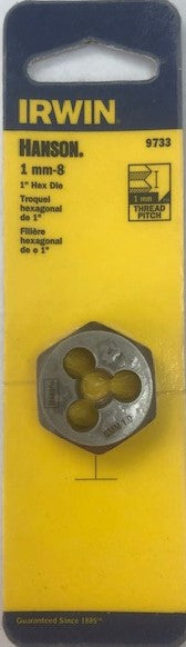 Irwin Hanson 1mm-8 1" Hexagon Metric Die 9733 USA #I-101