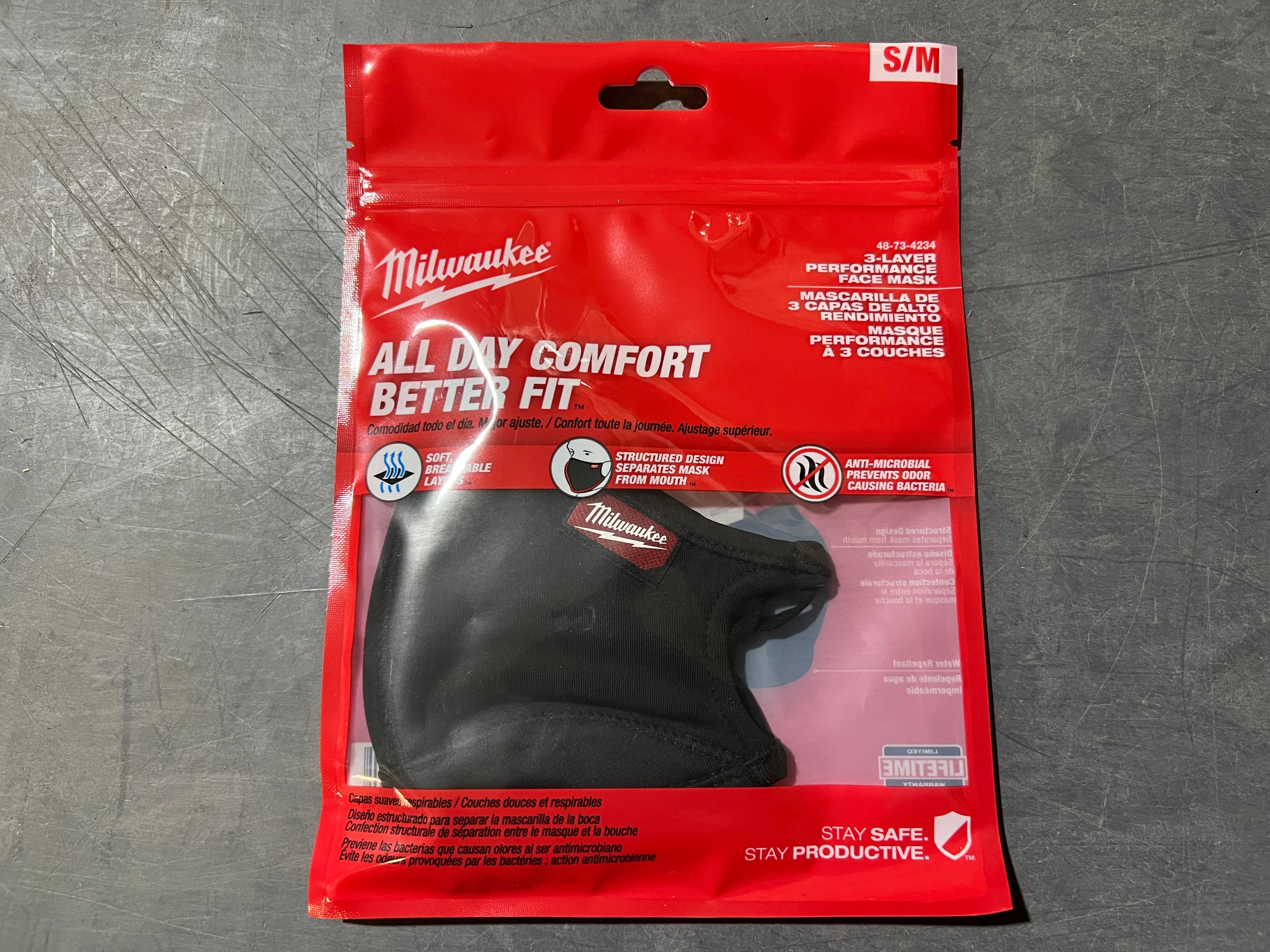 Milwaukee Performance Face Mask 10-Pack, L/XL Size - Black, Adjustable & Washable