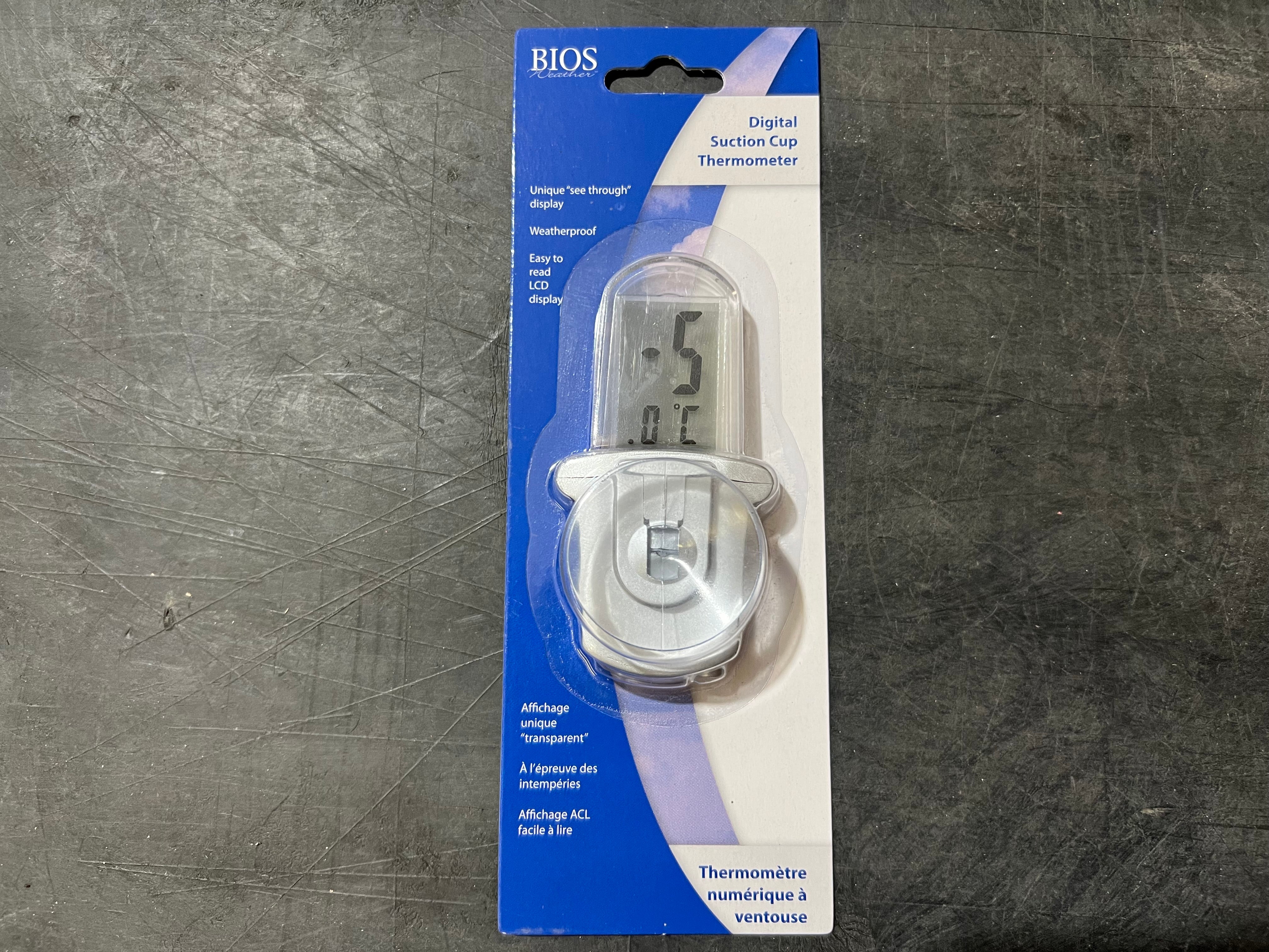 Bios 23106 Digital Suction Cup Celsius Thermometer See Through Display