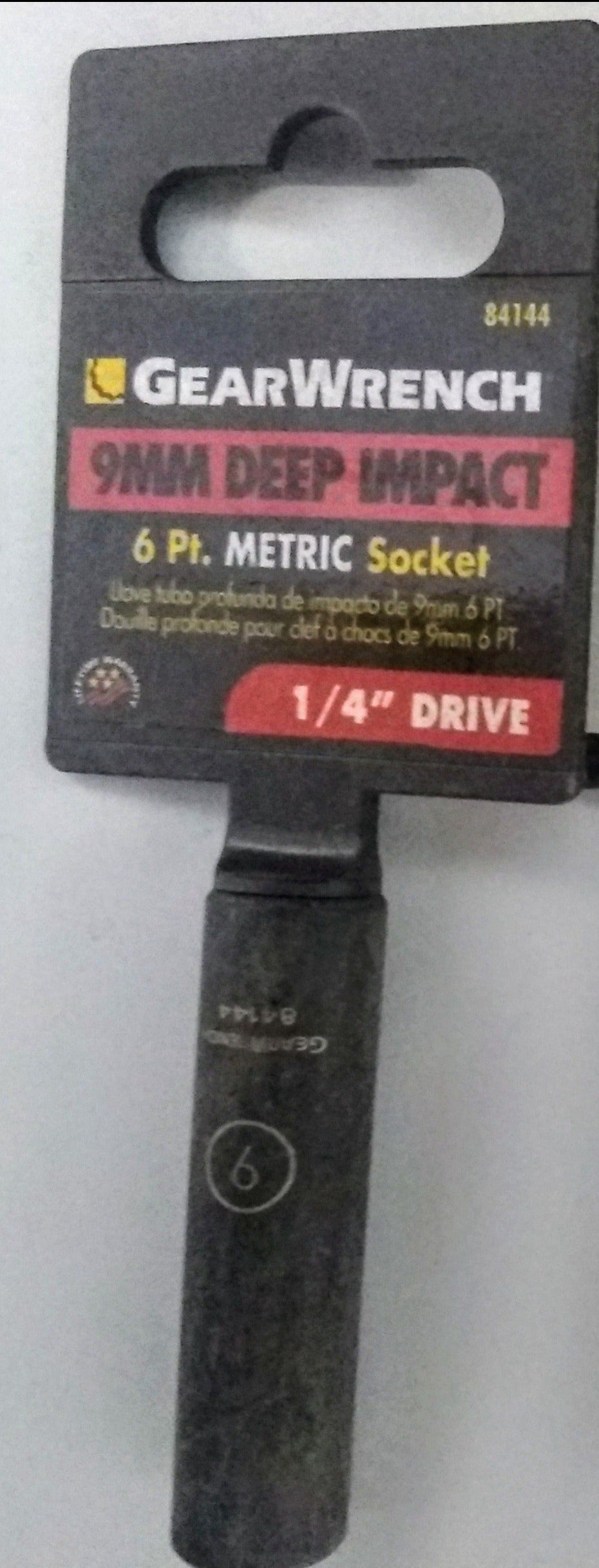Gearwrench 84144 1/4" Drive 6 Point Deep Impact Socket 9mm