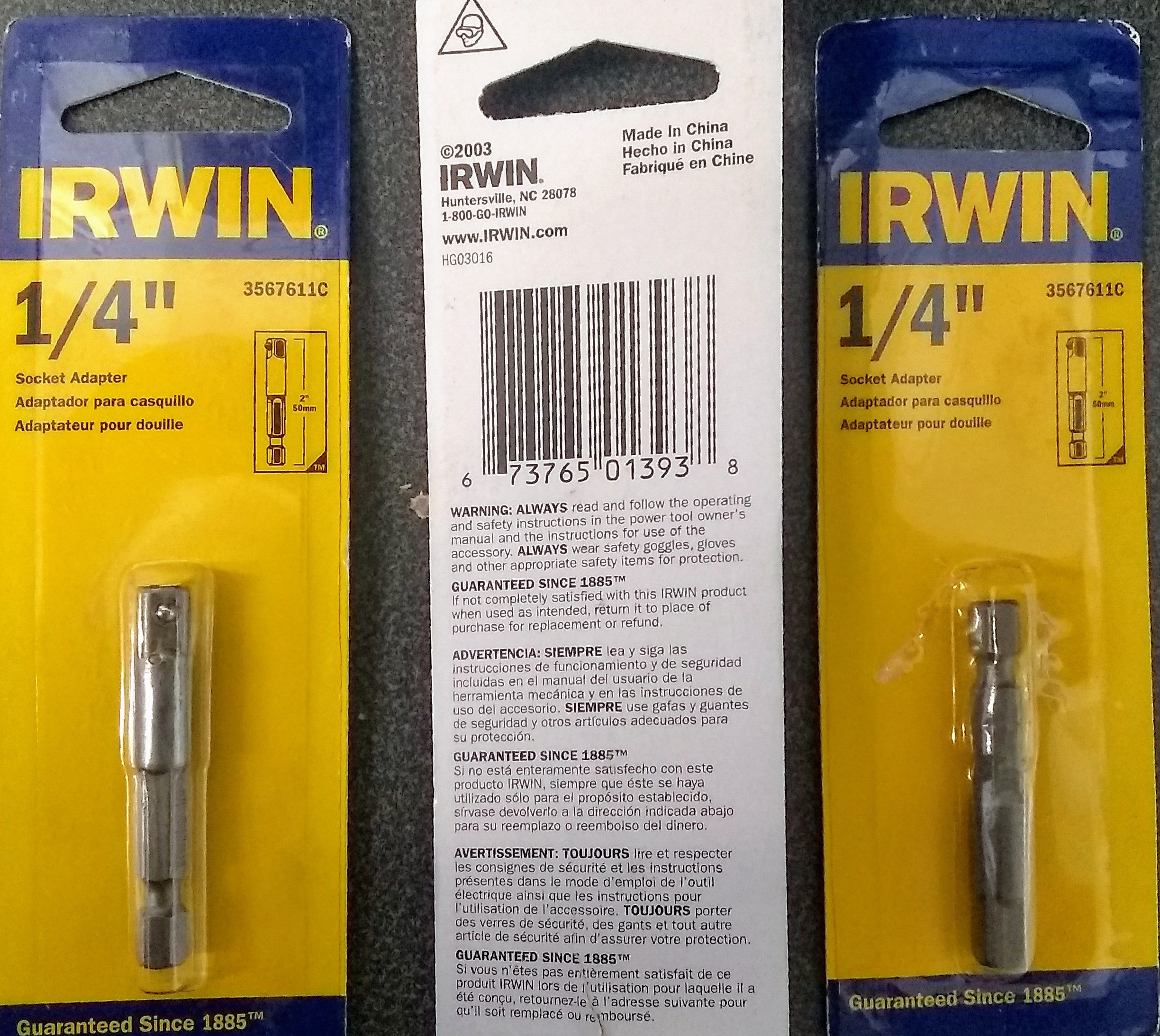 Irwin 3567611C 1/4" Socket Adapter - 3 packs