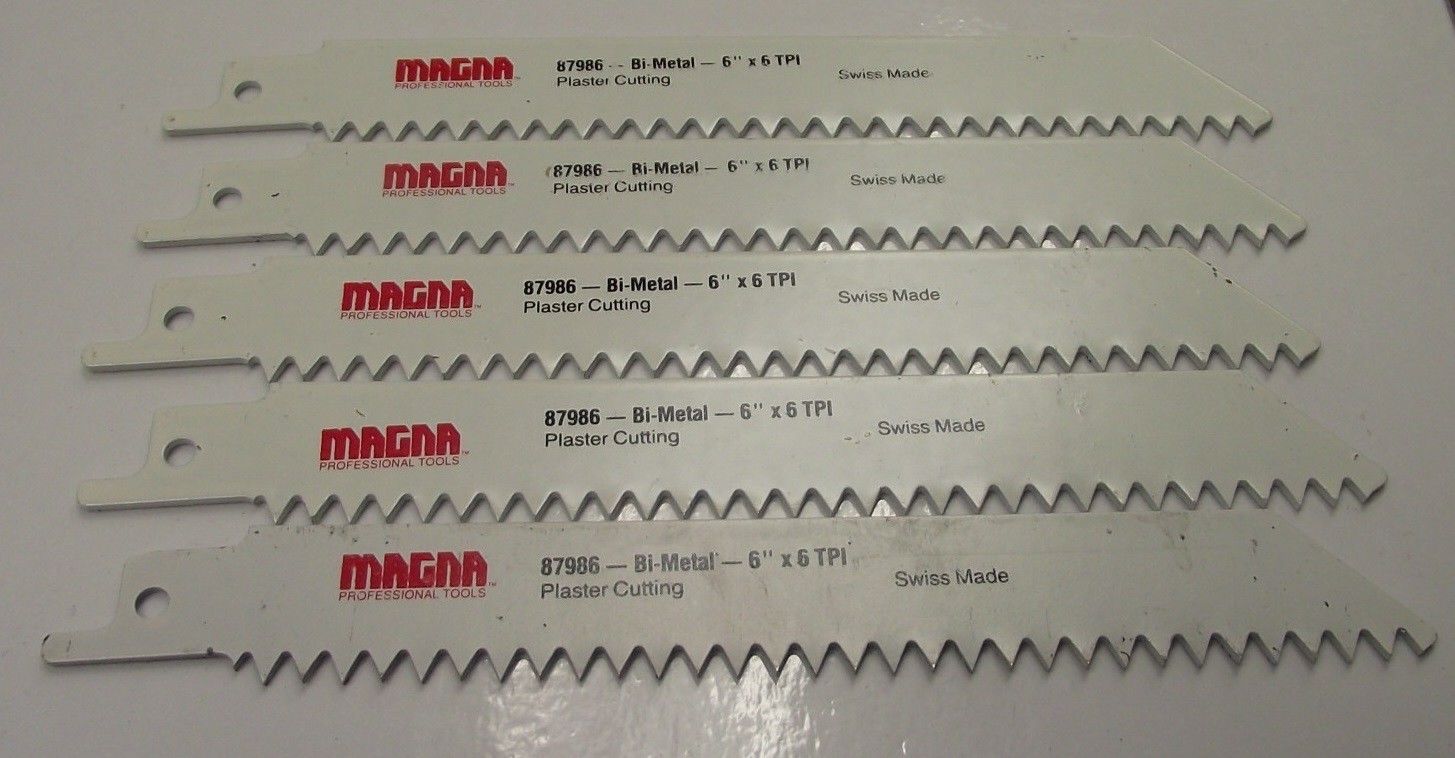 Magna 87986 6" 6 TPI Bi-Metal Drywall and Plaster Cutting Recip Saw Blades 5pc