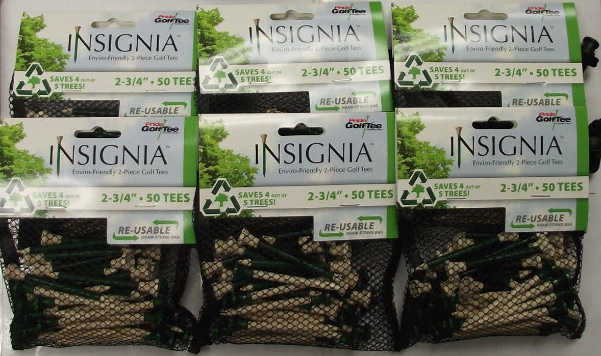 Pride 2345050-6 Insignia Golf Tee 300pc 2 3/4" Green/Natural Drawstring Bag