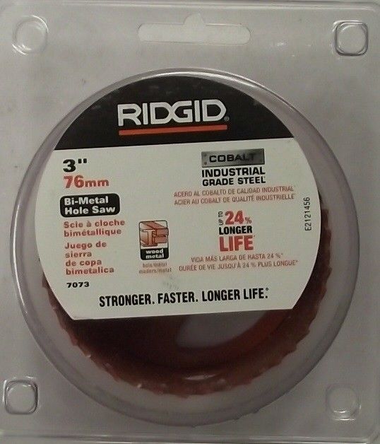 Ridgid 3" 7073 Holesaw Bi-Metal Cobalt Industrial Grade Steel