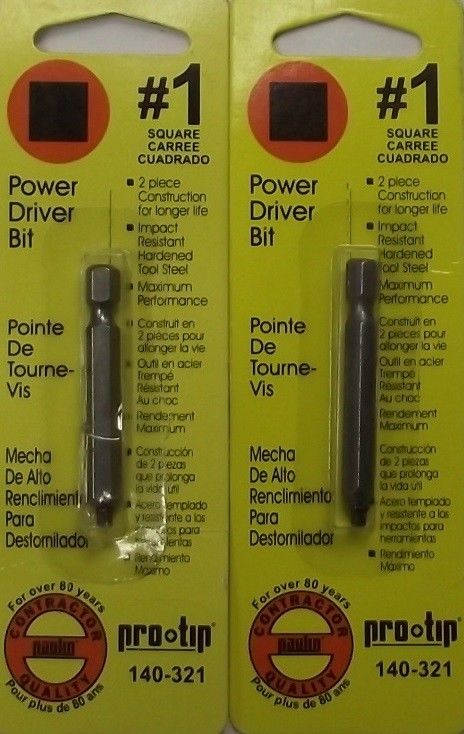 Paulin Pro Tip 140-321 #1 x 2" Square Impact Resistant Screw Tip 2pc Canada