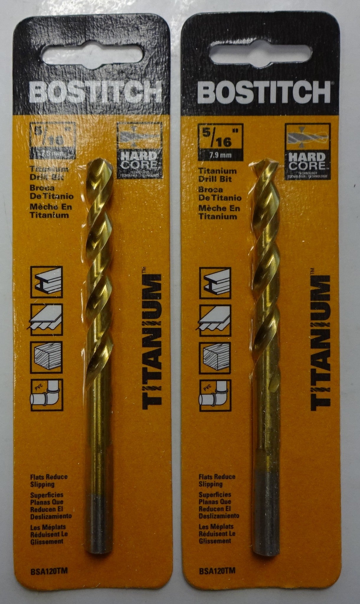 Bostitch BSA120TM Drill Bit 5/16" Titanium Heavy Duty Power Drill Bit 2pcs.