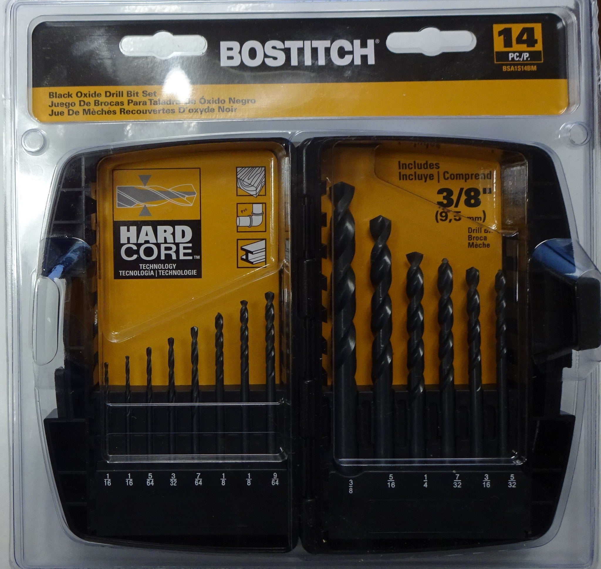 BOSTITCH BSA1S14BM 14-Piece Black Oxide Drill Bit Set