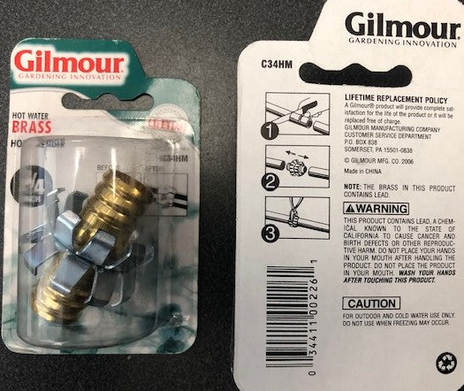 Gilmour Hot Water Mender 3/4" Hose Repair Brass C34HM 2 packs
