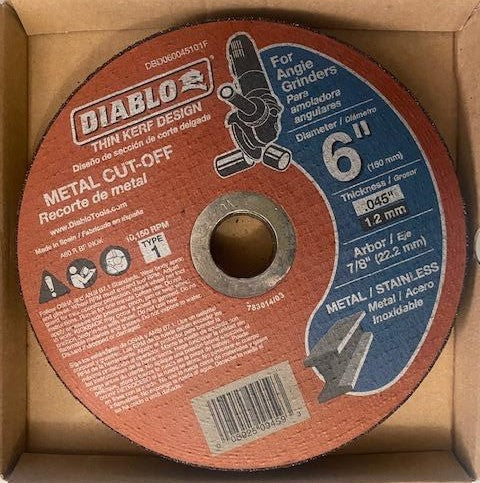 Diablo DBD06004510F 0.045" x 7/8" 6" Aluminum Oxide Metal Cut-Off Wheel 4-pk