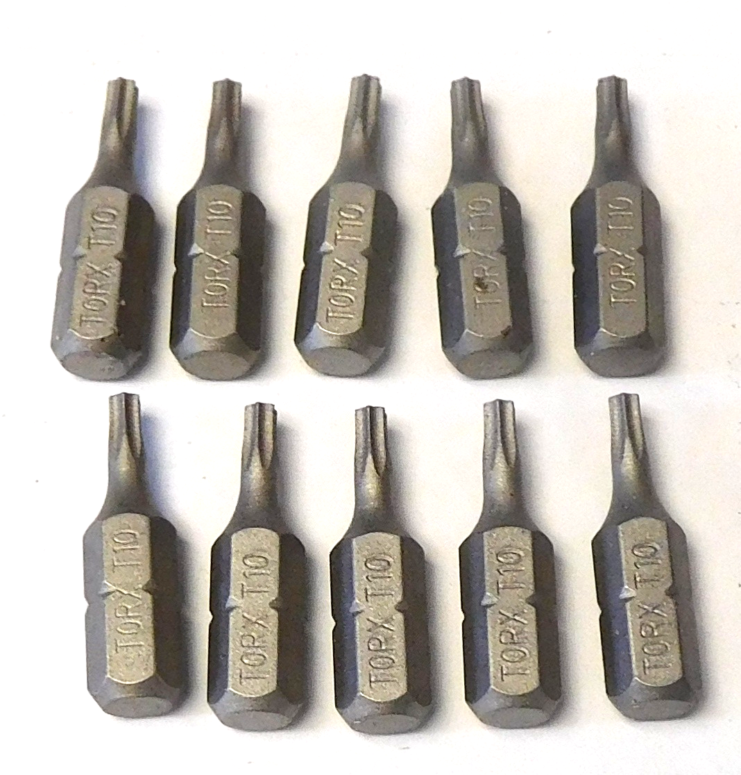 Irwin 95031HH T10 x 1" Torx Insert Bits 10 Pack (unbranded blanks)