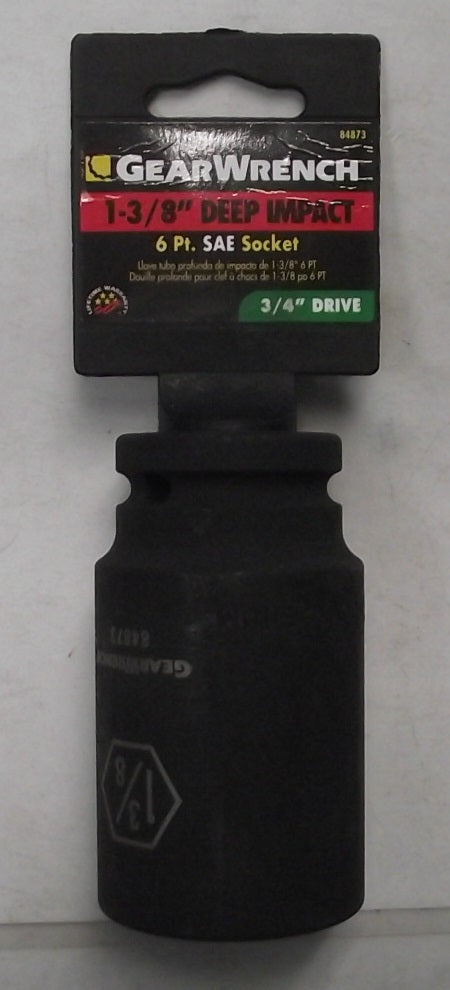 GearWrench 84873 1-3/8" 3/4" Drive Impact Socket 6 Point Deep