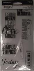 Fiskars 104620-1001 Clear Acrylic Stamp Set Stamps Happy Day