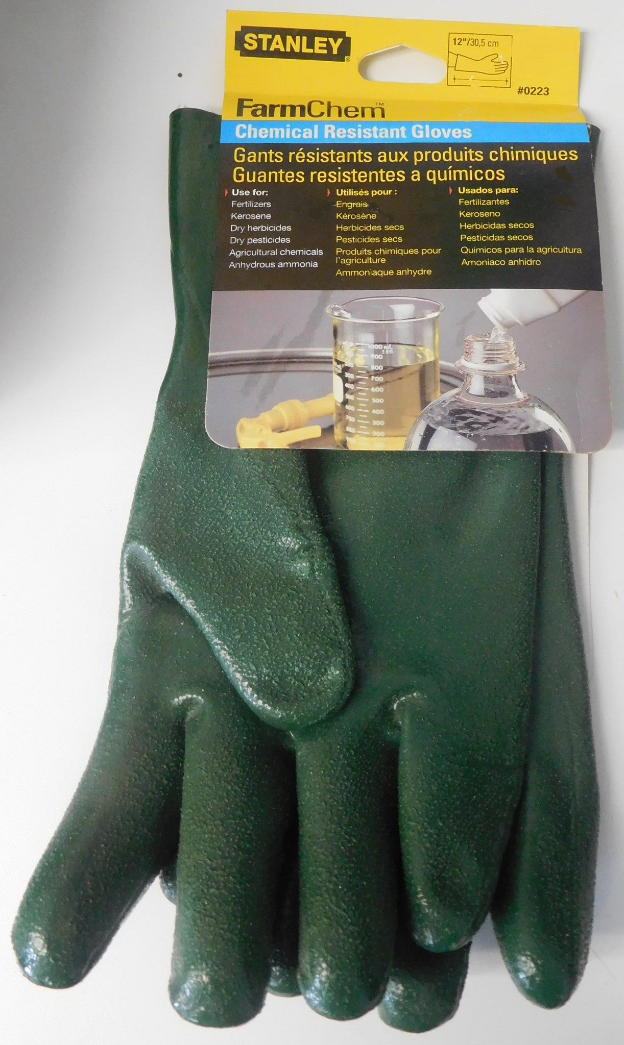 Stanley 0223 FarmChem 12" Green Chemical Resistant Gloves Large