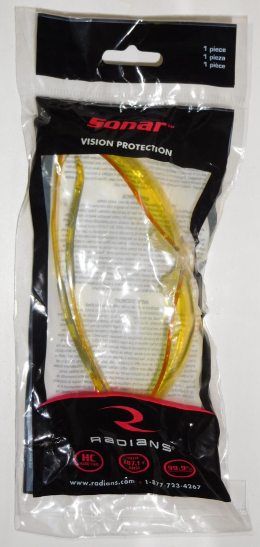 Radians Safety Glasses, Sonar Amber SO1-04