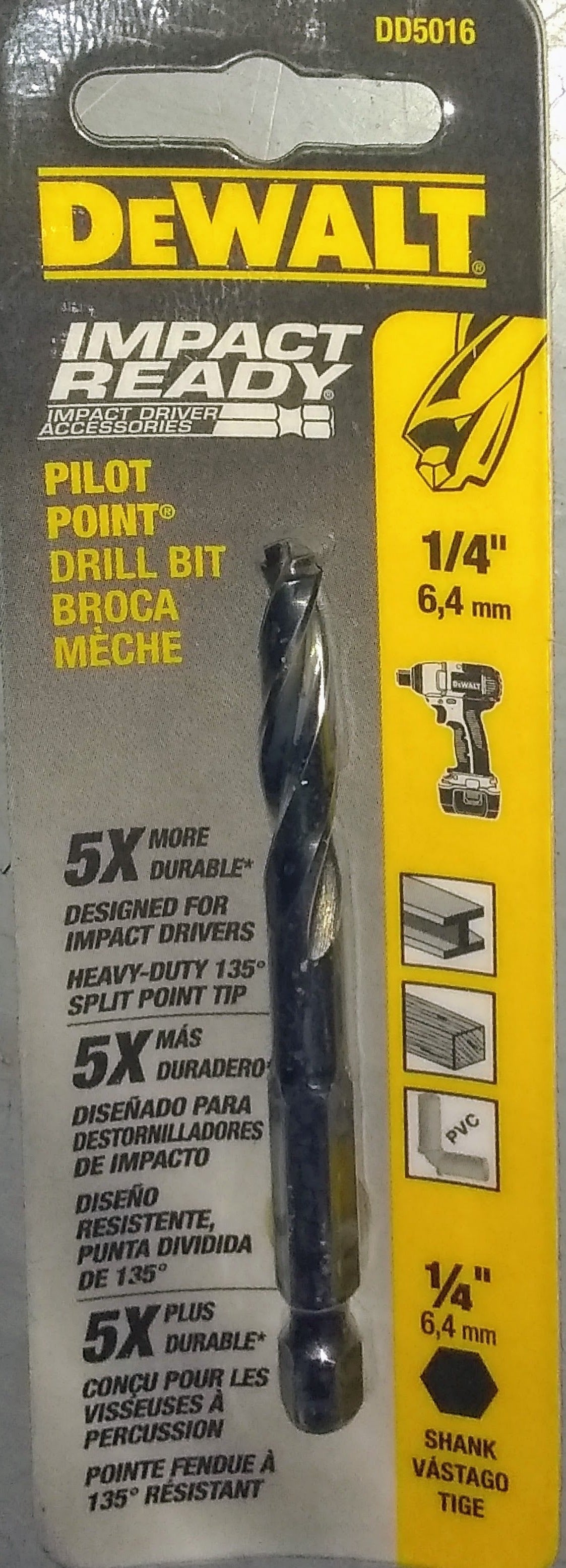 DeWalt DD5016 1/4" Impact Ready Drill Bit Germany