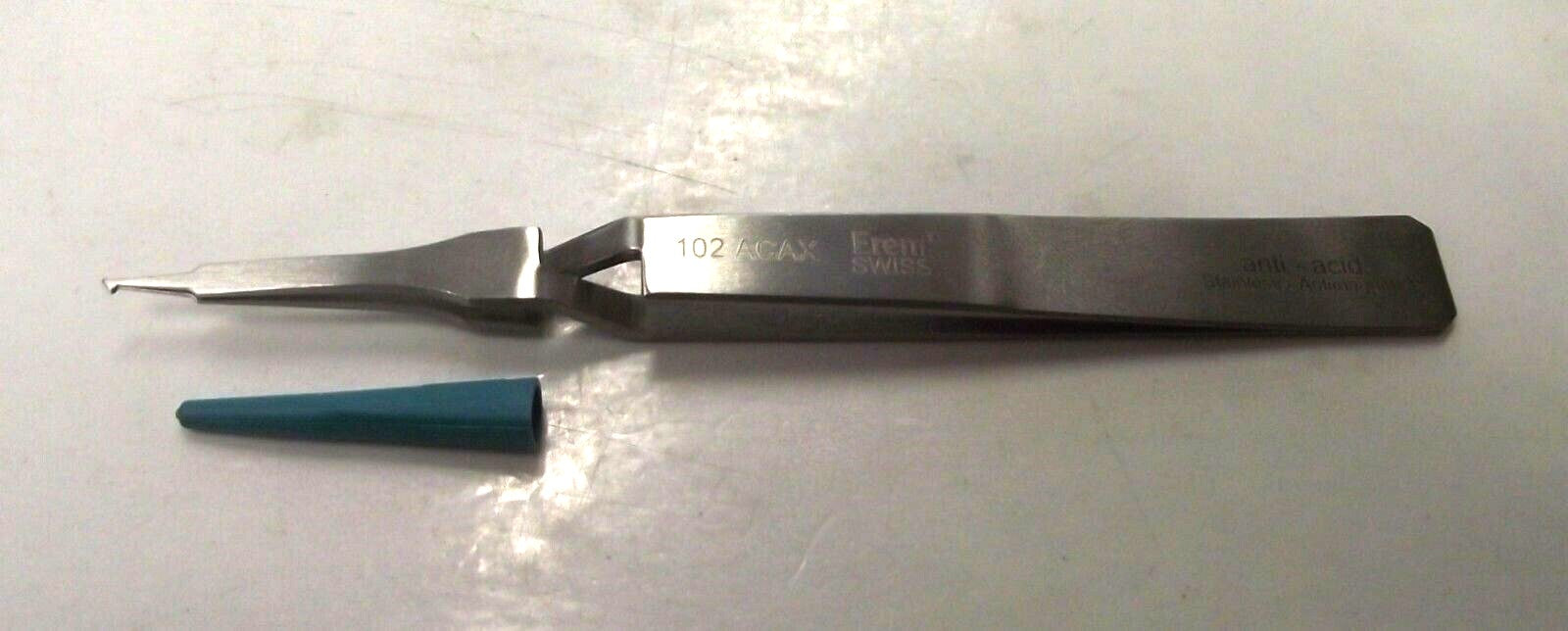 Erem 102ACAX Stainless Steel Angled Non Magnetic SMD Tweezer 4.52" Swiss