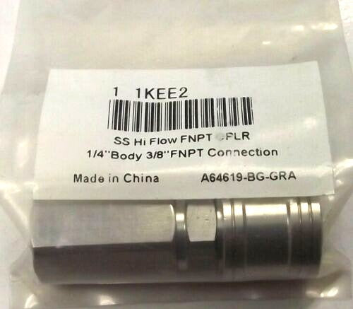 Legacy A64619-BG SS Hi Flo Air Coupler 1/4" Body 3/8" FNPT Connection