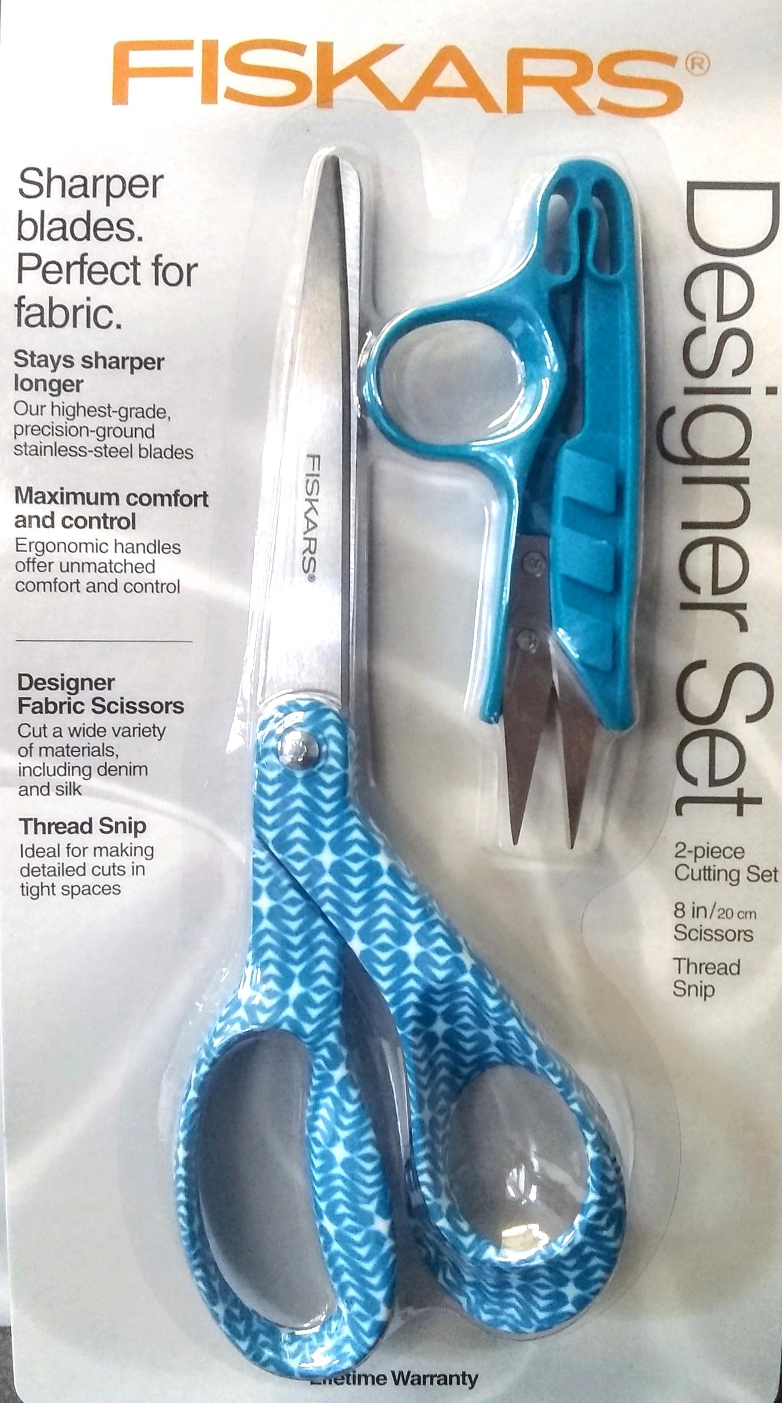 Fiskars 154162 Designer 2 Piece Cutting Set 8 Scissors & Thread Snip