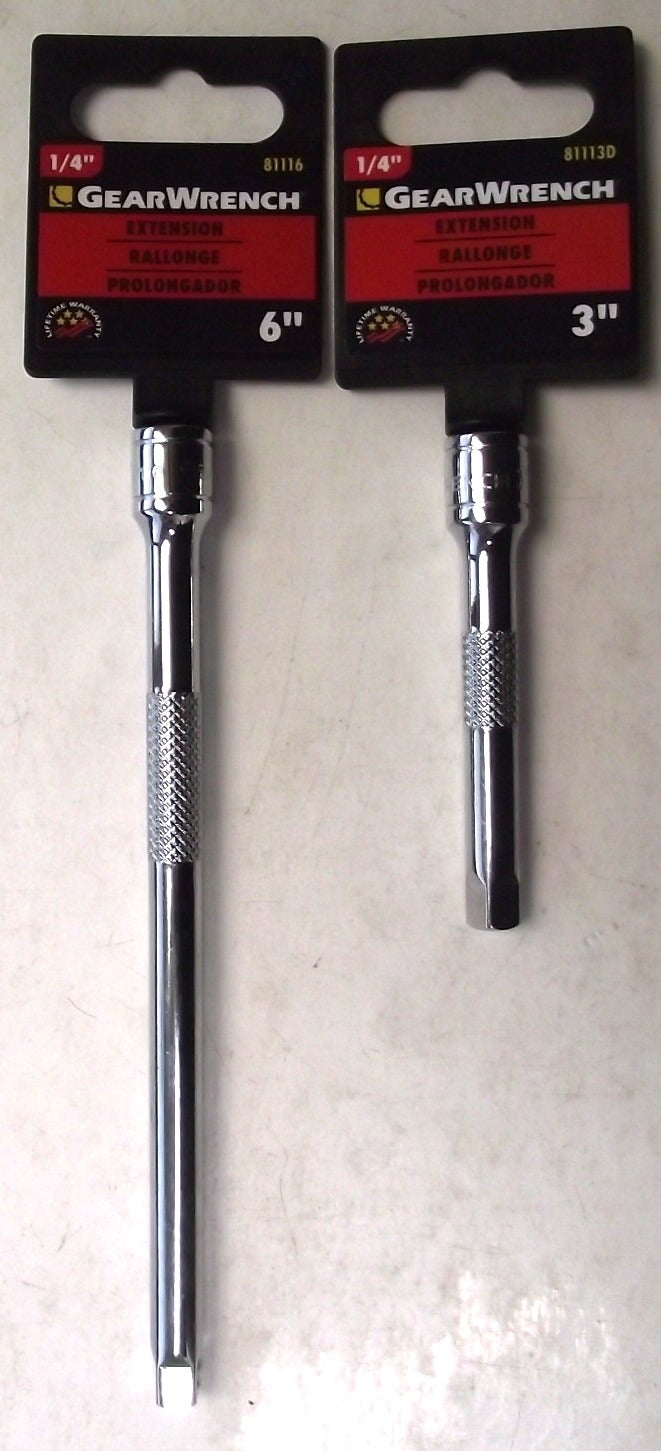 Gearwrench 81116 81113D 1/4 Drive 6" & 3" Socket Extension