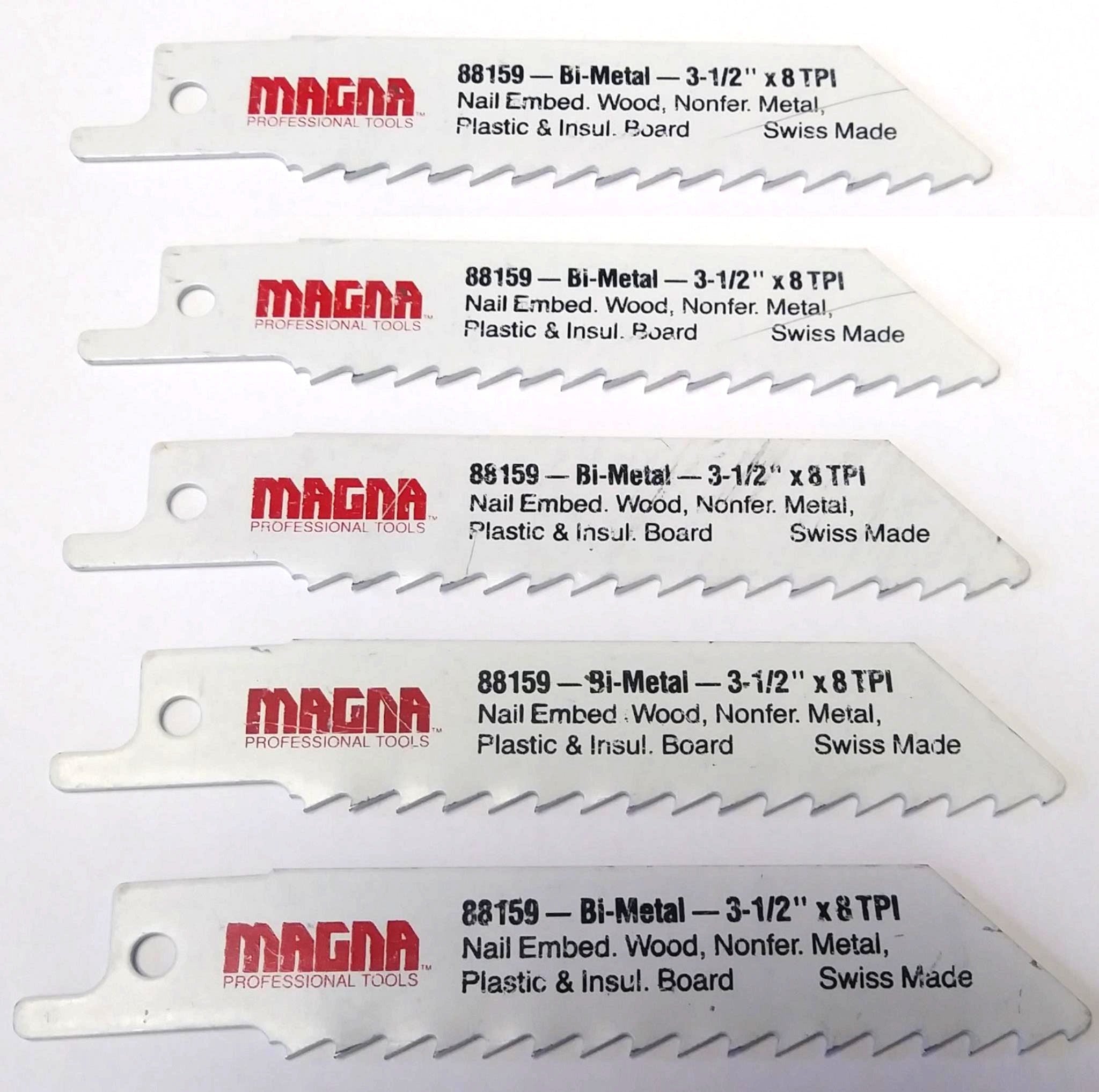 Magna 88159 3-1/2" x 8 TPI Reciprocating Saw Blades (5 Blades) Swiss