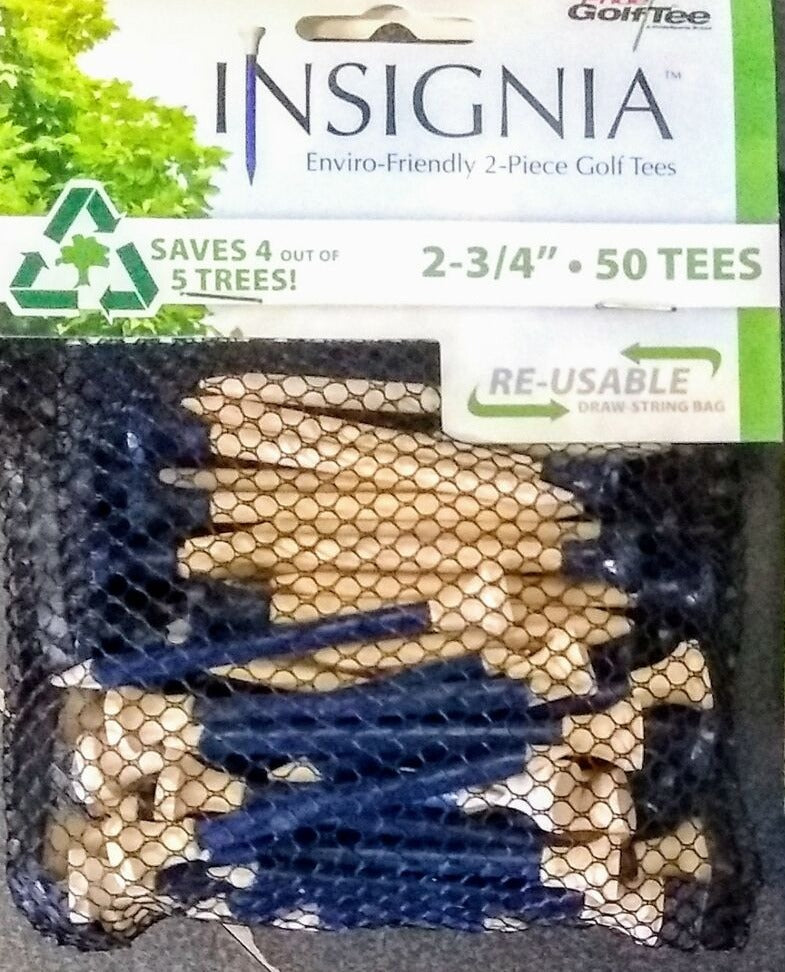 Pride Golf/Insignia Golf Tee 2345021BULKBE 2-3/4" Blue/Natural Drawstring Bag