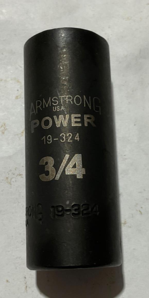 Armstrong 19-324 3/8"Dr. 12pt 3/4" Black Deep Power Socket USA #66