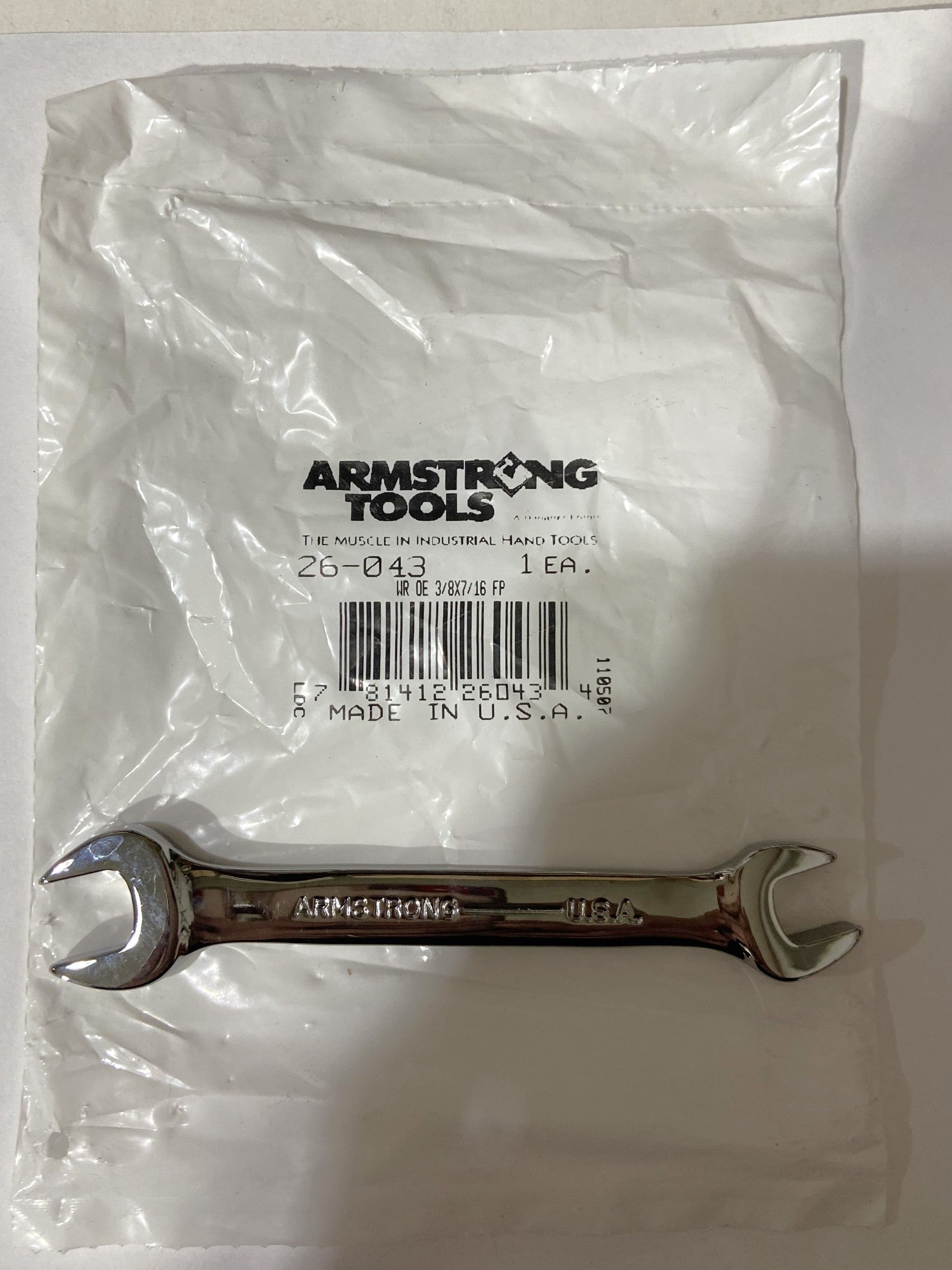 Armstrong 26-043 Double Open End Wrench 3/8IN by 7/16IN USA