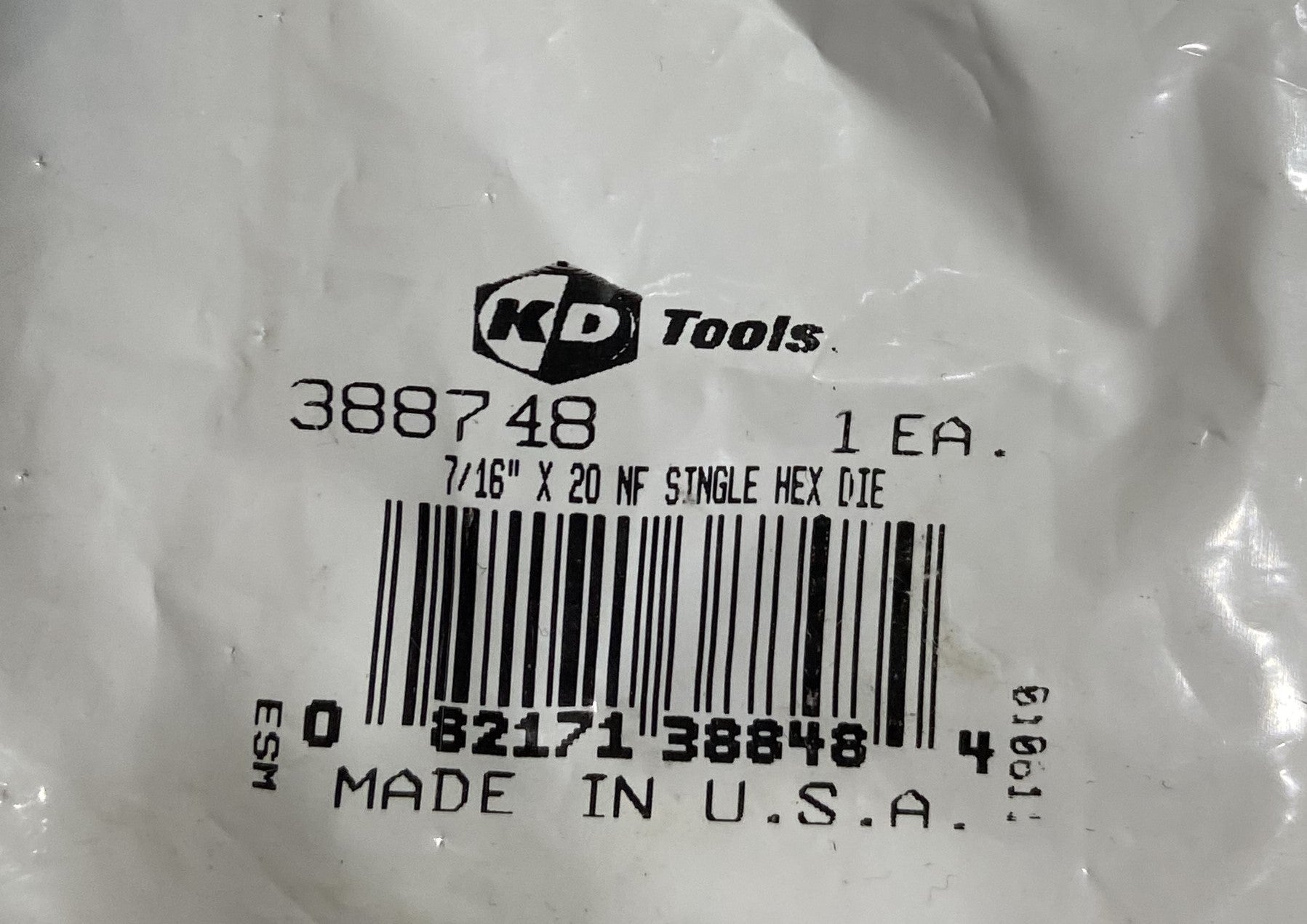 KD 388748 7/16" X 20 NF Single Hex Die USA