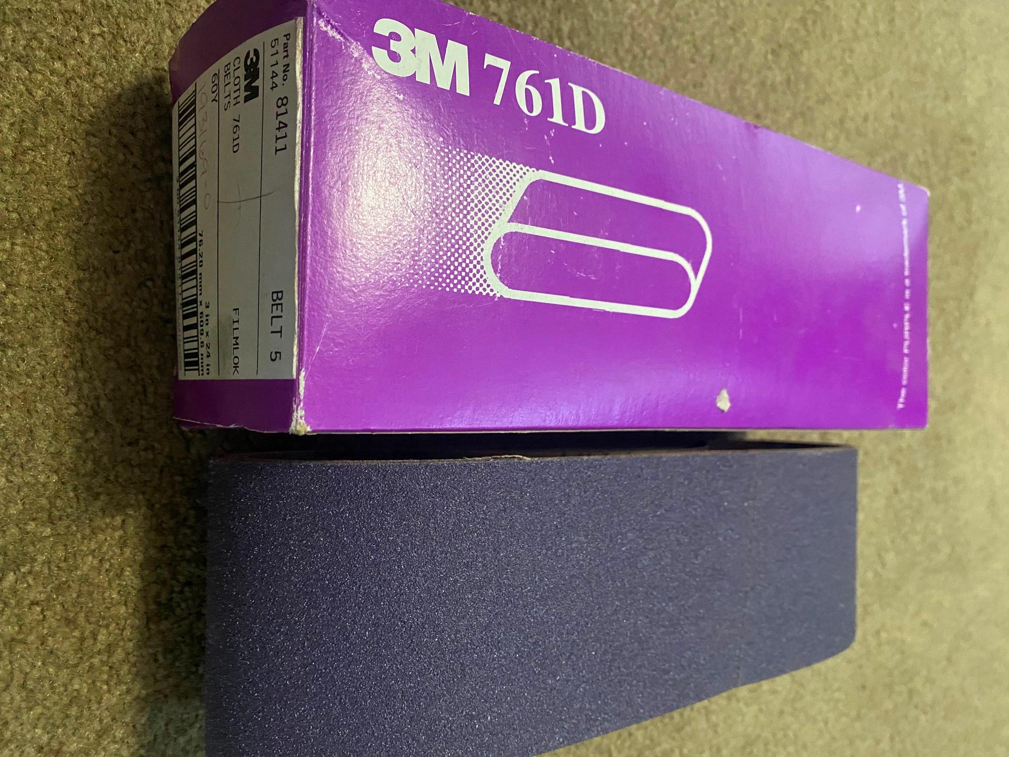 3M Cloth 761D Sanding Belts 60Y 3" W x 24" L - 81411 Purple (5 Pack)