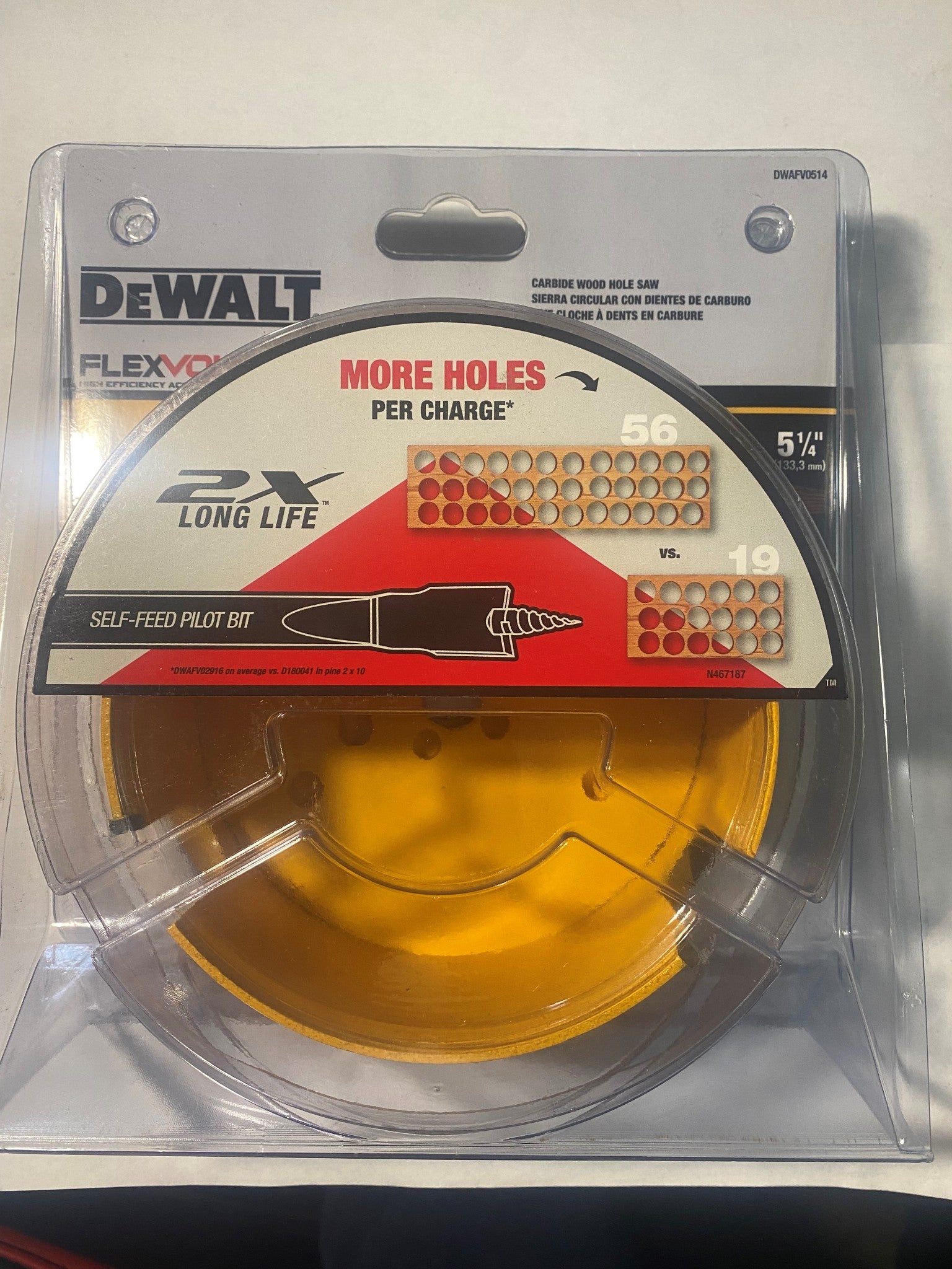 DEWALT DWAFV0514 5-1/4" FLEXVOLT Hole Saw for Wood Carbide Teeth