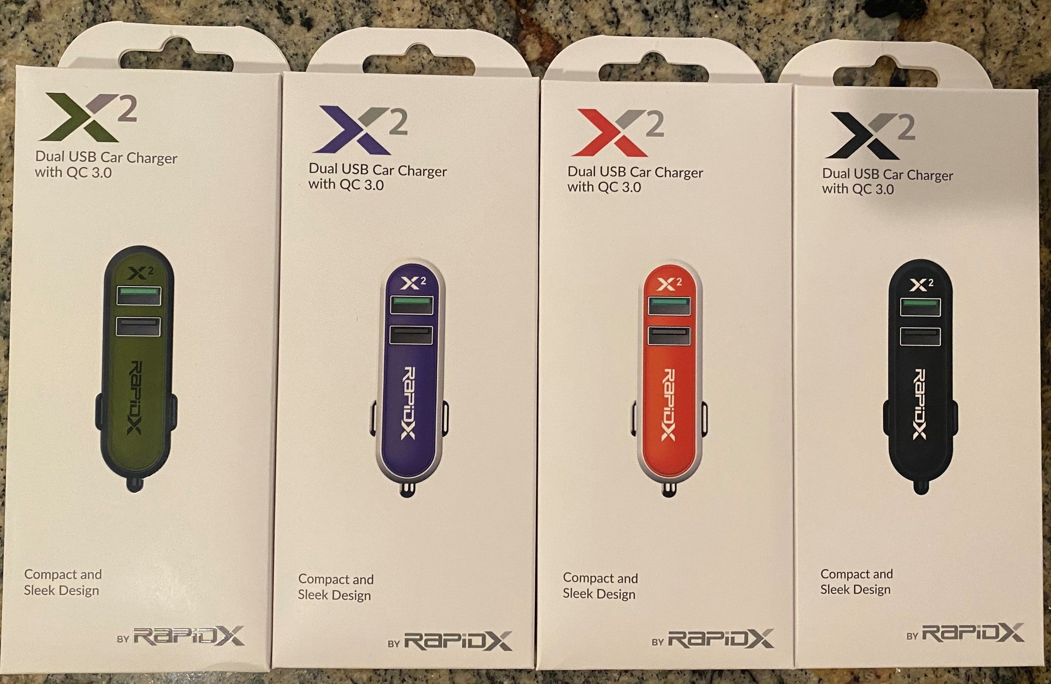 RapidX RX-X2QC X2 2 Port Dual USB Car Charger with QC 3.0 Multi Color