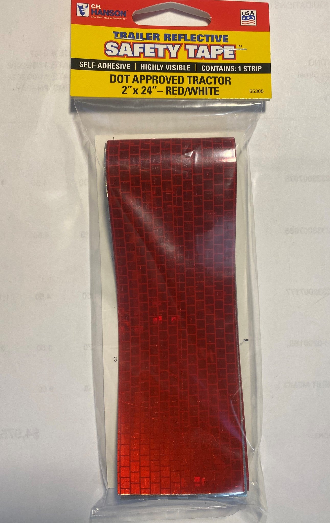 CH Hanson 55305 Reflective Safety Tape Red, 2 x 24-In. USA