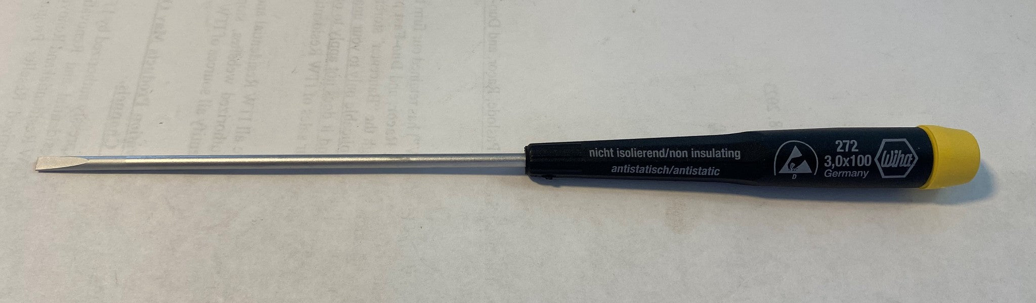Wiha 27232 ESD Safe Precision Slotted Screwdriver 3.0 x 100mm Germany