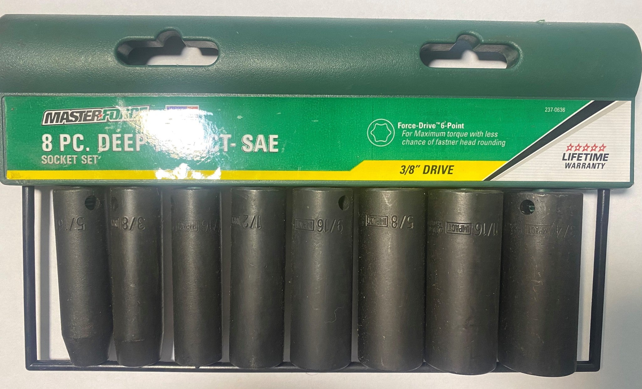 Masterforce MF19501 3/8" Drive Deep SAE Impact Socket Set 6pt. USA