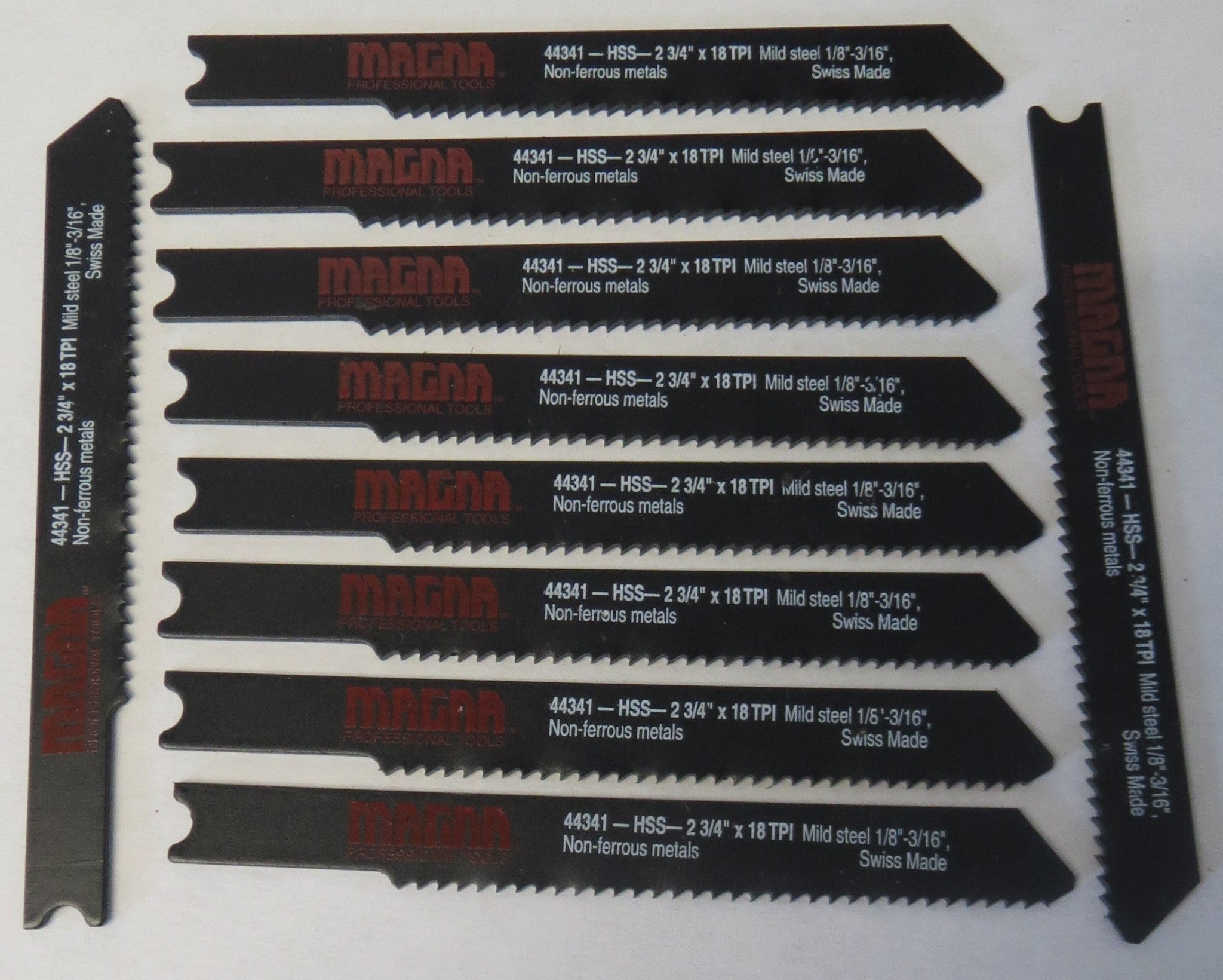 Magna 44341 2-3/4" x 18 TPI Mild Steel U-Shank Jigsaw Blades 10pcs Swiss