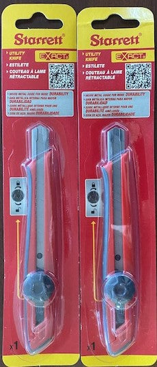 Starrett Small Plastic Screw Locking Utility Knife Break Away Blade 2pc KUX040